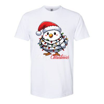 Chicken Merry Christmas Lights Santa Hat Xmas Snow Long Sleeve Softstyle CVC T-Shirt