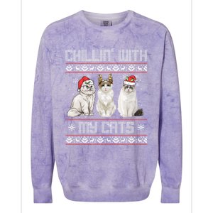 Christmas Meowy Cute Meaningful Gift For Cat Lovers Christmas Cat Gift Colorblast Crewneck Sweatshirt