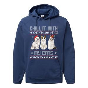 Christmas Meowy Cute Meaningful Gift For Cat Lovers Christmas Cat Gift Performance Fleece Hoodie