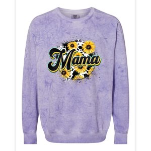 Cute Mama Cow Print Sunflower MotherS Day Colorblast Crewneck Sweatshirt