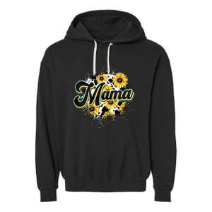 Cute Mama Cow Print Sunflower MotherS Day Garment-Dyed Fleece Hoodie