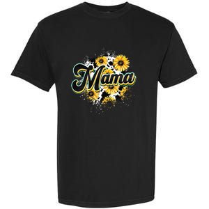 Cute Mama Cow Print Sunflower MotherS Day Garment-Dyed Heavyweight T-Shirt