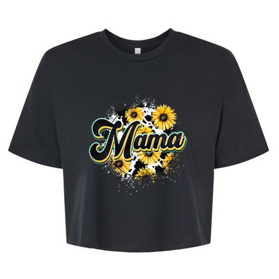 Cute Mama Cow Print Sunflower MotherS Day Bella+Canvas Jersey Crop Tee