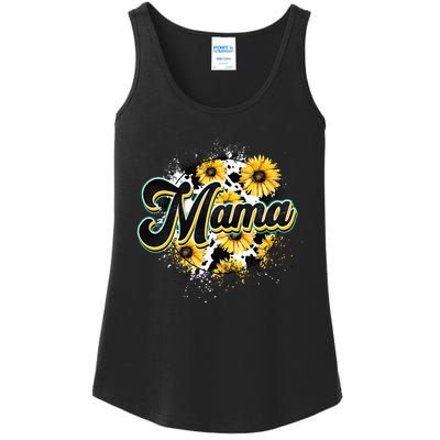 Cute Mama Cow Print Sunflower MotherS Day Ladies Essential Tank