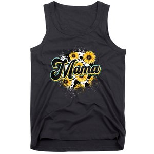 Cute Mama Cow Print Sunflower MotherS Day Tank Top