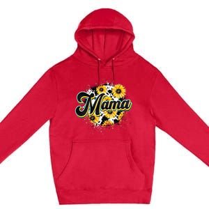 Cute Mama Cow Print Sunflower MotherS Day Premium Pullover Hoodie