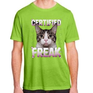 Cat Meme Certified Freak Eat Cement Cursed Cat Funny Adult ChromaSoft Performance T-Shirt