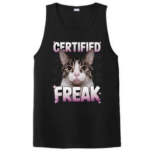 Cat Meme Certified Freak Eat Cement Cursed Cat Funny PosiCharge Competitor Tank