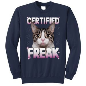 Cat Meme Certified Freak Eat Cement Cursed Cat Funny Sweatshirt