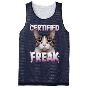 Cat Meme Certified Freak Eat Cement Cursed Cat Funny Mesh Reversible Basketball Jersey Tank