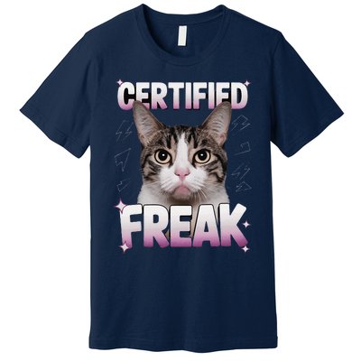 Cat Meme Certified Freak Eat Cement Cursed Cat Funny Premium T-Shirt