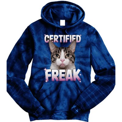 Cat Meme Certified Freak Eat Cement Cursed Cat Funny Tie Dye Hoodie