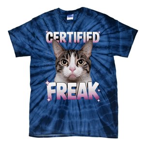 Cat Meme Certified Freak Eat Cement Cursed Cat Funny Tie-Dye T-Shirt