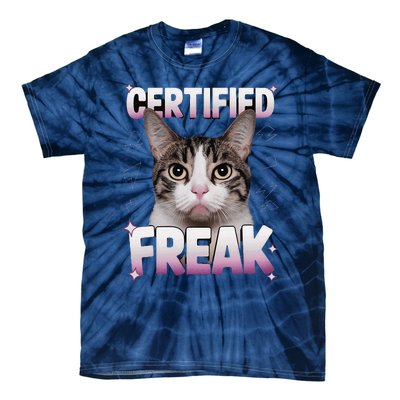 Cat Meme Certified Freak Eat Cement Cursed Cat Funny Tie-Dye T-Shirt