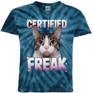 Cat Meme Certified Freak Eat Cement Cursed Cat Funny Kids Tie-Dye T-Shirt