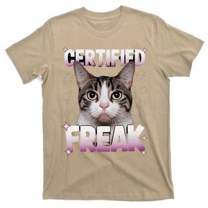 Cat Meme Certified Freak Eat Cement Cursed Cat Funny T-Shirt