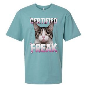 Cat Meme Certified Freak Eat Cement Cursed Cat Funny Sueded Cloud Jersey T-Shirt