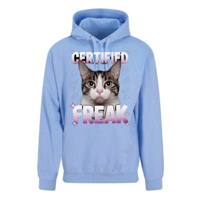 Cat Meme Certified Freak Eat Cement Cursed Cat Funny Unisex Surf Hoodie