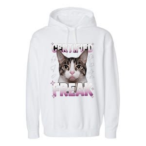 Cat Meme Certified Freak Eat Cement Cursed Cat Funny Garment-Dyed Fleece Hoodie