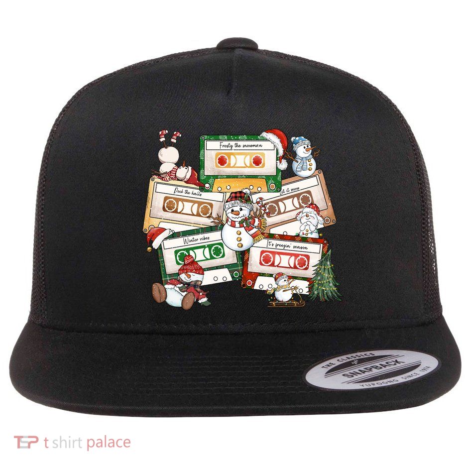 Christmas Music Cassette Tapes Christmas Tree Funny Xmas Gift Flatbill Hat