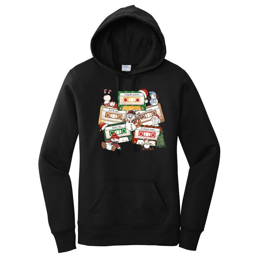 Christmas Music Cassette Tapes Christmas Tree Funny Xmas Gift Women's Pullover Hoodie
