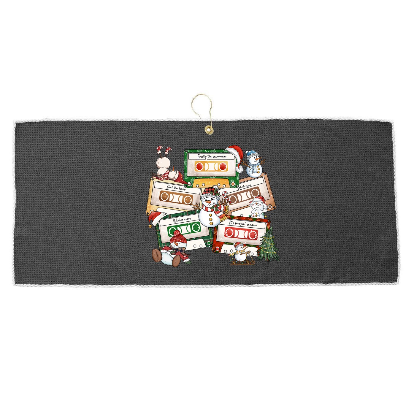 Christmas Music Cassette Tapes Christmas Tree Funny Xmas Gift Large Microfiber Waffle Golf Towel