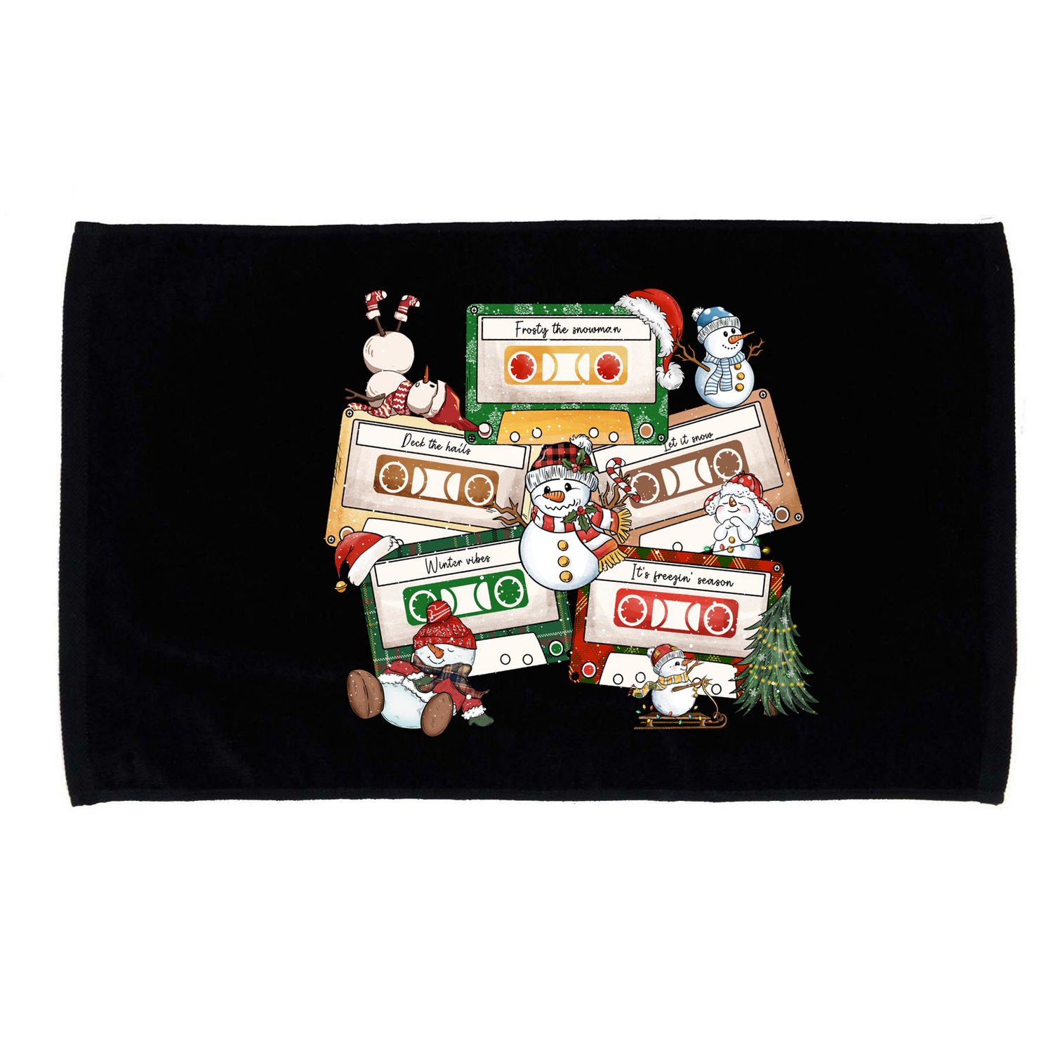 Christmas Music Cassette Tapes Christmas Tree Funny Xmas Gift Microfiber Hand Towel