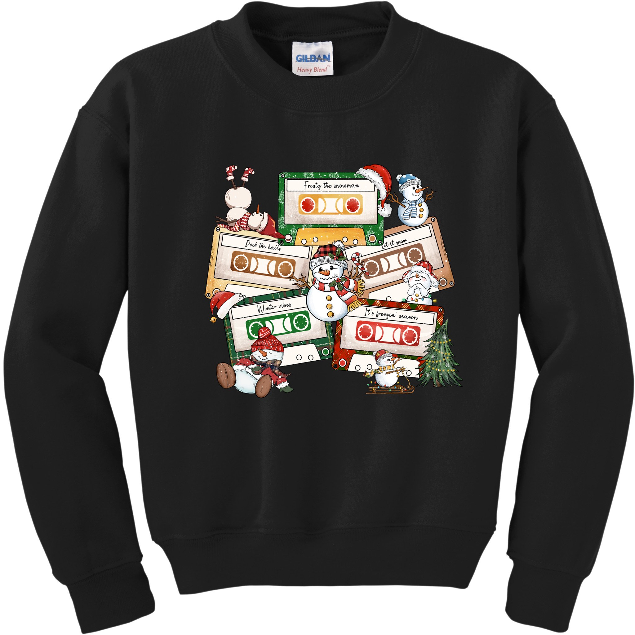Christmas Music Cassette Tapes Christmas Tree Funny Xmas Gift Kids Sweatshirt