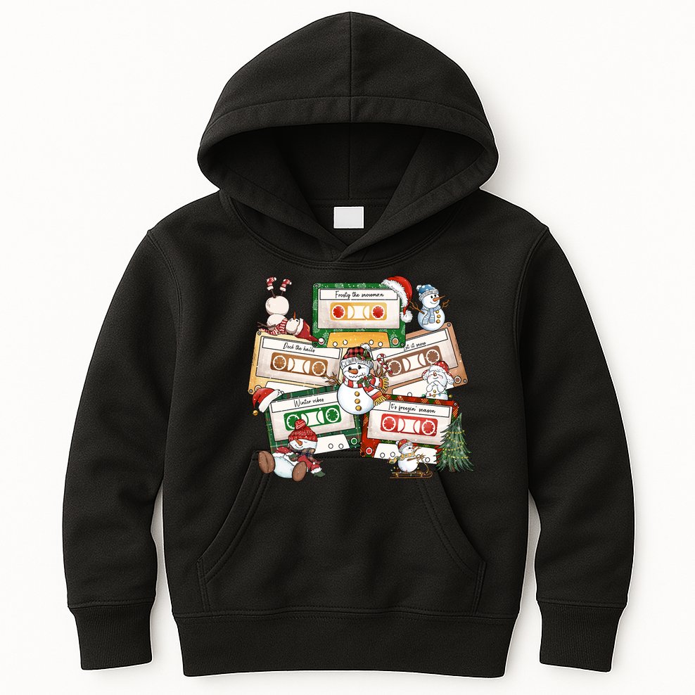 Christmas Music Cassette Tapes Christmas Tree Funny Xmas Gift Kids Hoodie