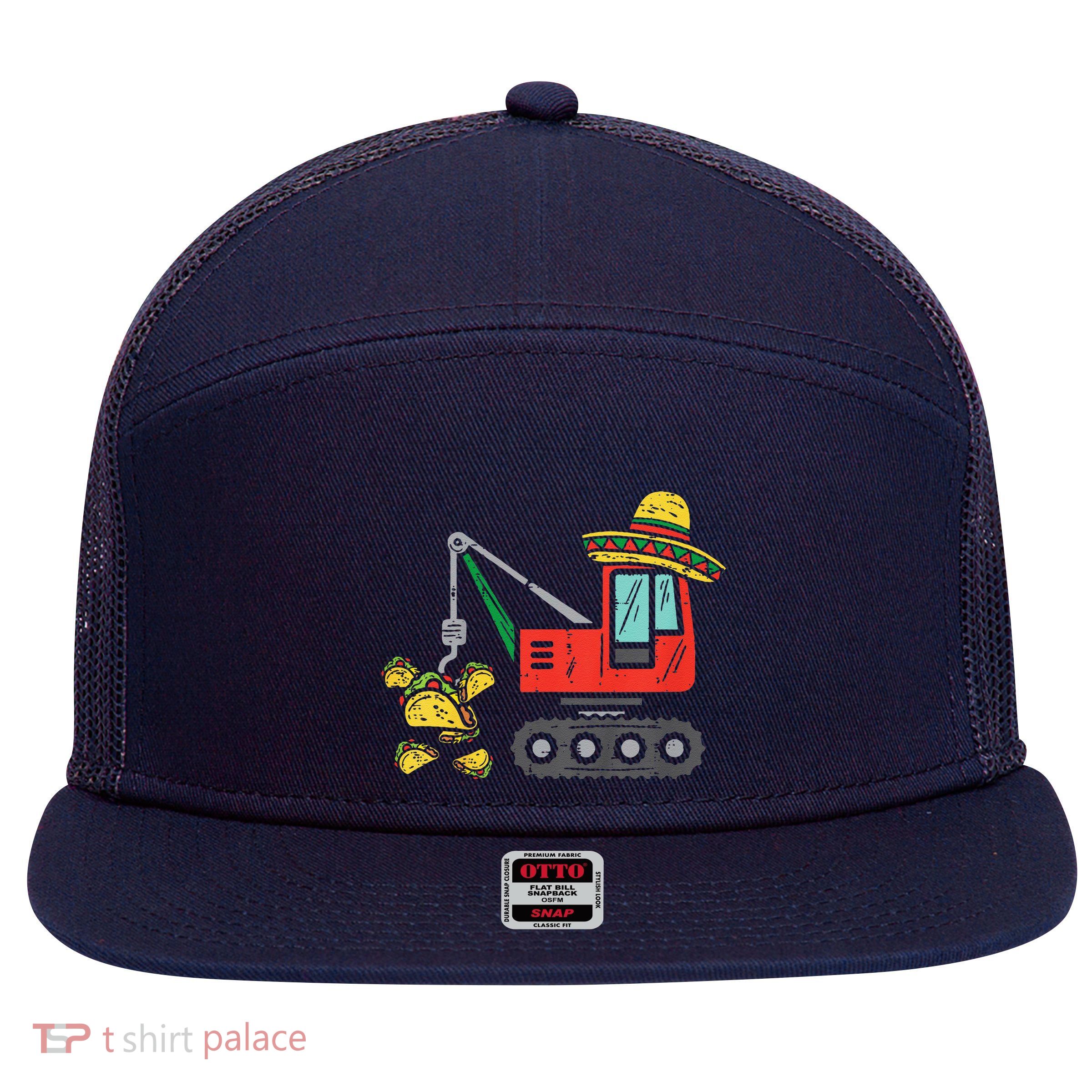 Child Mexican Crane Tacos Cinco De Mayo Fiesta 7 Panel Mesh Trucker Snapback Hat