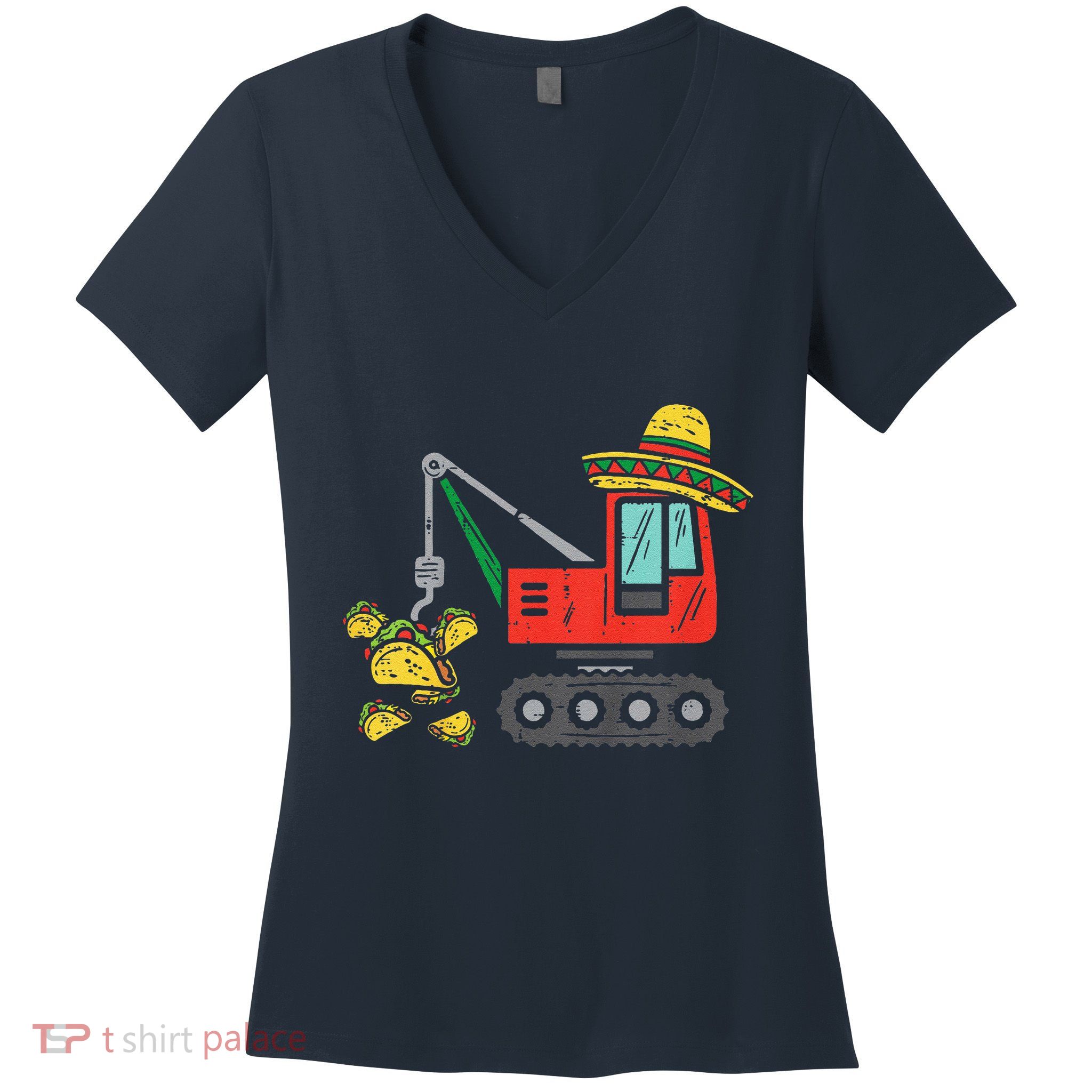 Child Mexican Crane Tacos Cinco De Mayo Fiesta Women's V-Neck T-Shirt