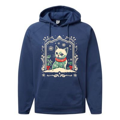 Cat Mom Cat Lover Winter Christmas Kitten Art Cute Gift Performance Fleece Hoodie