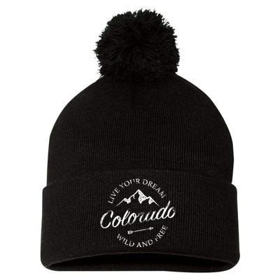 Colorado Mountains Pom Pom 12in Knit Beanie