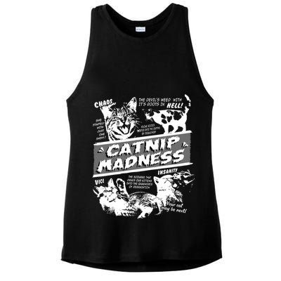 Catnip Madness Cute Kitten Funny Cat Pet Humor Ladies PosiCharge Tri-Blend Wicking Tank