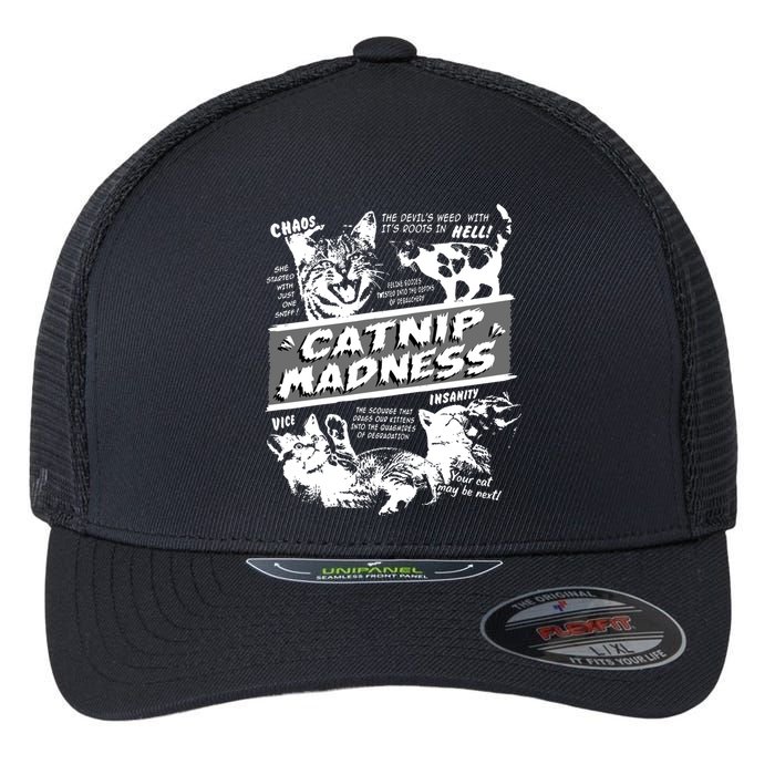 Catnip Madness Cute Kitten Funny Cat Pet Humor Flexfit Unipanel Trucker Cap