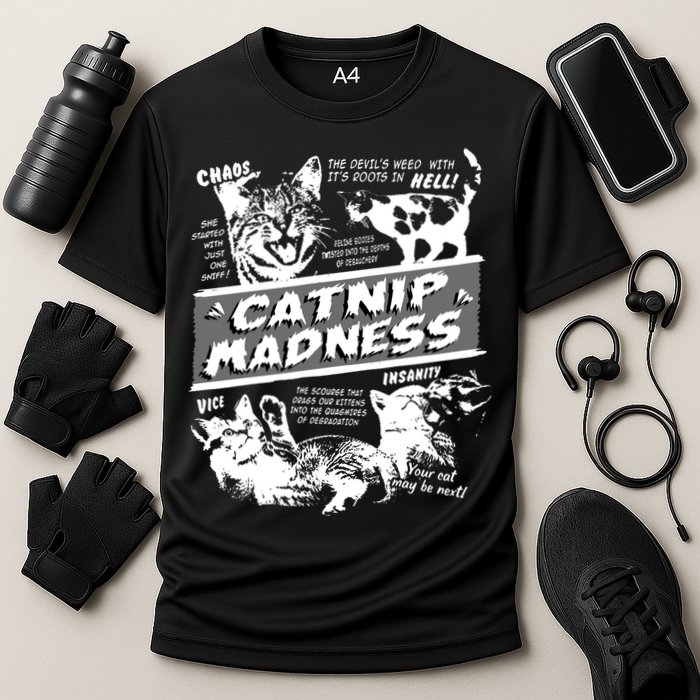 Catnip Madness Cute Kitten Funny Cat Pet Humor Performance Shirt