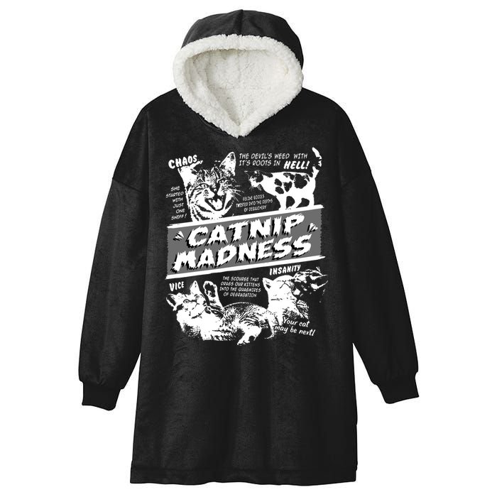 Catnip Madness Cute Kitten Funny Cat Pet Humor Hooded Wearable Blanket