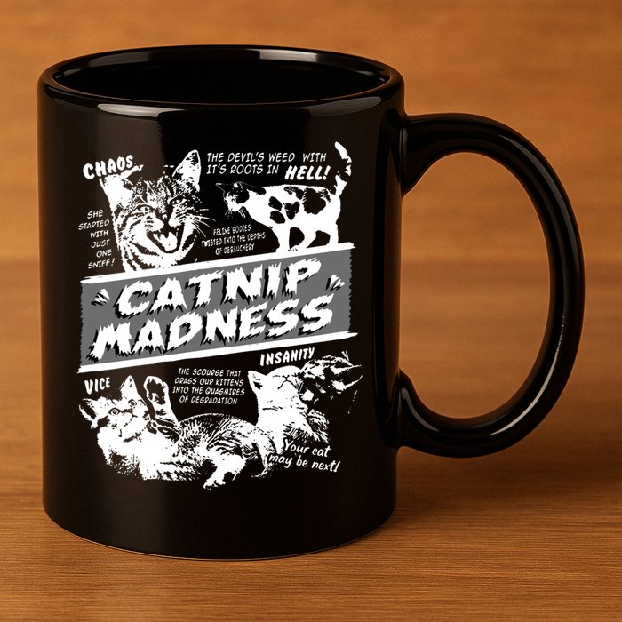 Catnip Madness Cute Kitten Funny Cat Pet Humor 11oz C Handle Ceramic Mug