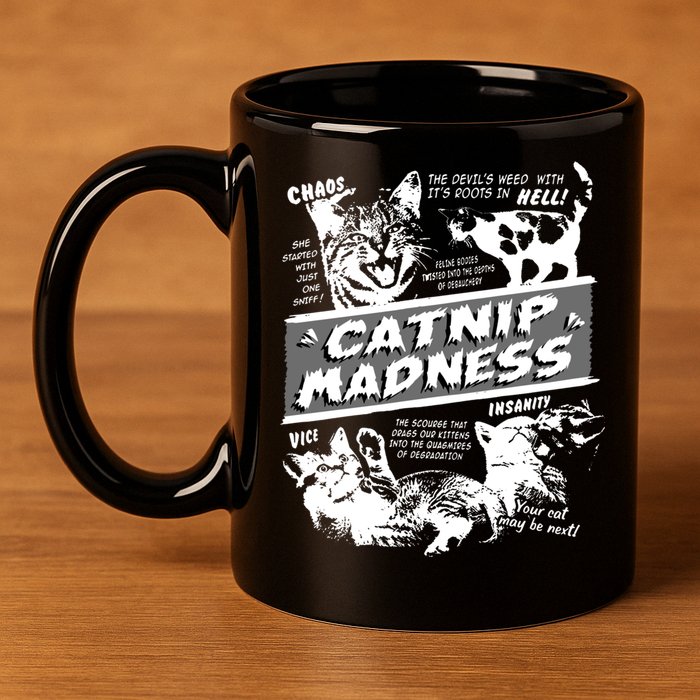 Catnip Madness Cute Kitten Funny Cat Pet Humor 11oz C Handle Ceramic Mug