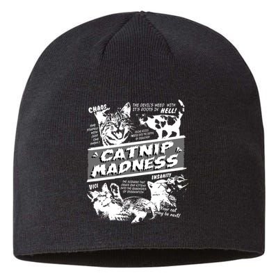 Catnip Madness Cute Kitten Funny Cat Pet Humor Sustainable Beanie