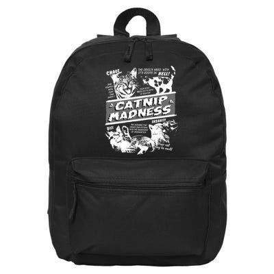 Catnip Madness Cute Kitten Funny Cat Pet Humor 16 in Basic Backpack
