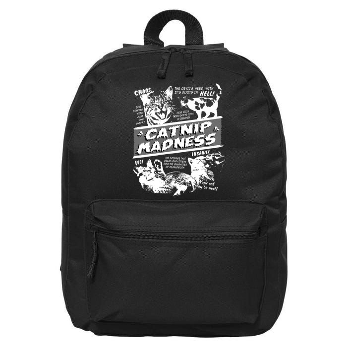 Catnip Madness Cute Kitten Funny Cat Pet Humor 16 in Basic Backpack
