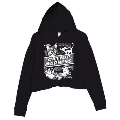Catnip Madness Cute Kitten Funny Cat Pet Humor Crop Fleece Hoodie