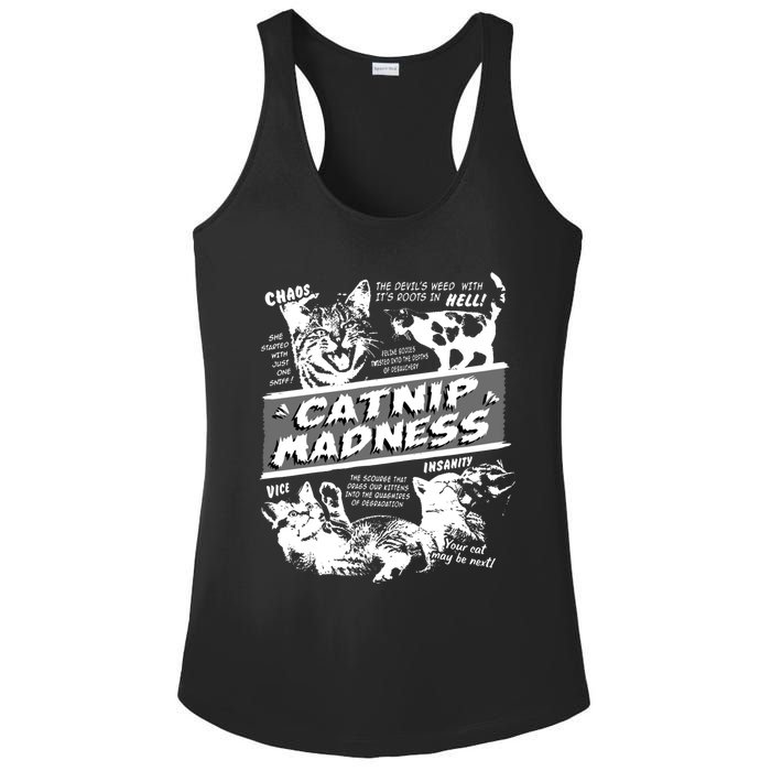 Catnip Madness Cute Kitten Funny Cat Pet Humor Ladies PosiCharge Competitor Racerback Tank