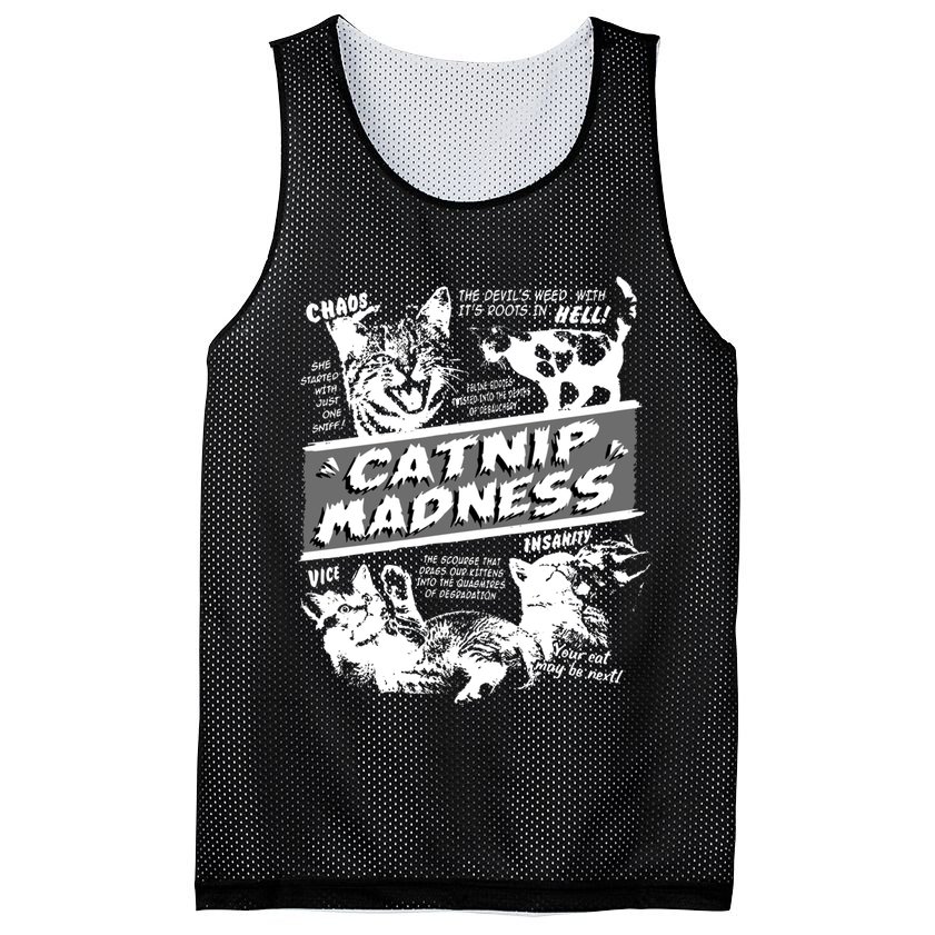 Catnip Madness Cute Kitten Funny Cat Pet Humor Mesh Reversible Basketball Jersey Tank