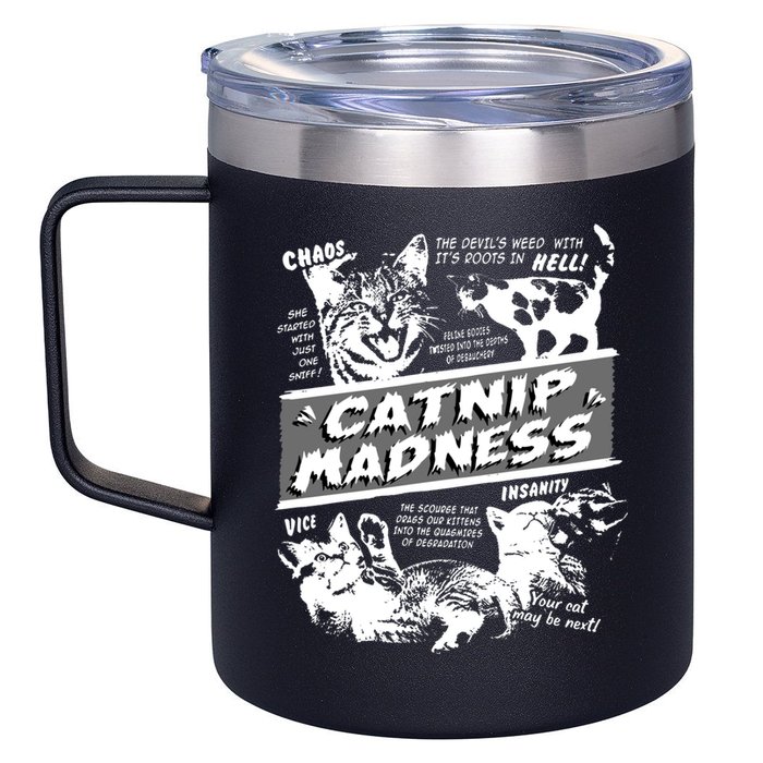 Catnip Madness Cute Kitten Funny Cat Pet Humor 12oz Stainless Steel Coffee Mug