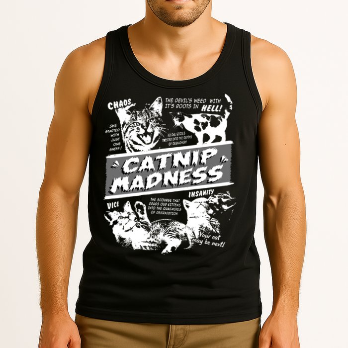 Catnip Madness Cute Kitten Funny Cat Pet Humor Tank Top