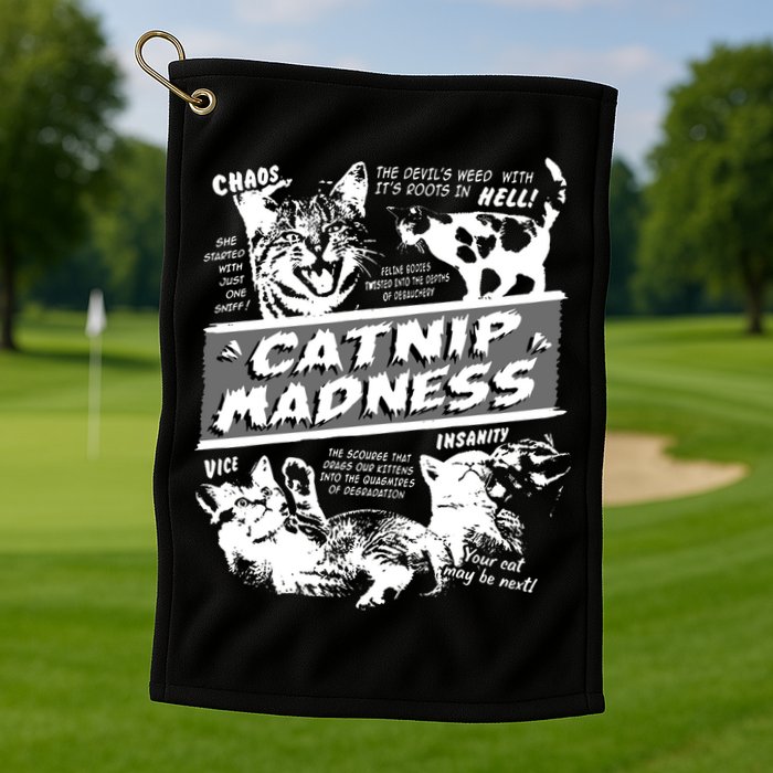 Catnip Madness Cute Kitten Funny Cat Pet Humor Golf Towel
