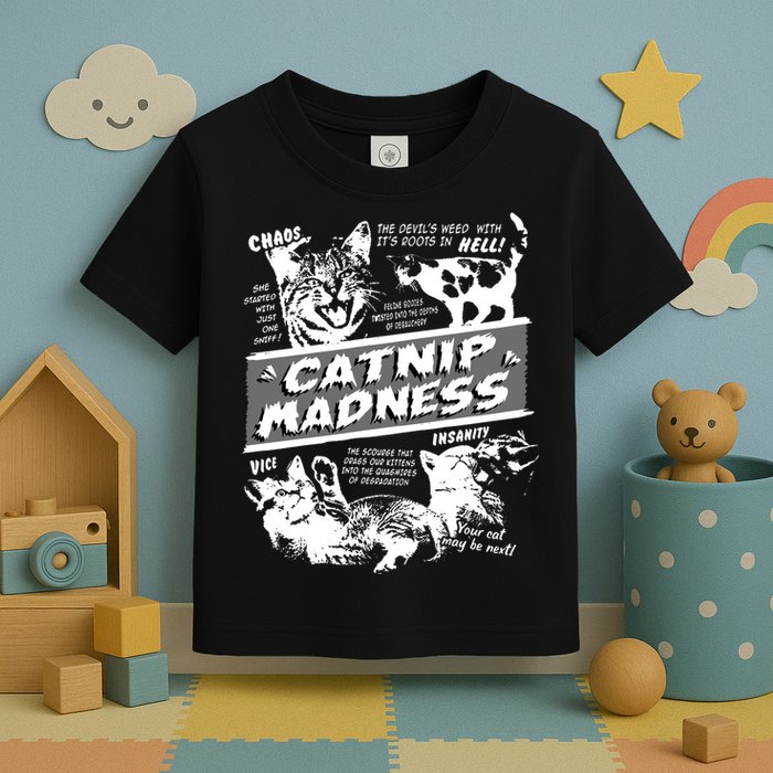 Catnip Madness Cute Kitten Funny Cat Pet Humor Toddler T-Shirt