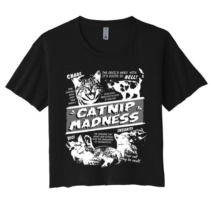 Catnip Madness Cute Kitten Funny Cat Pet Humor Crop Top